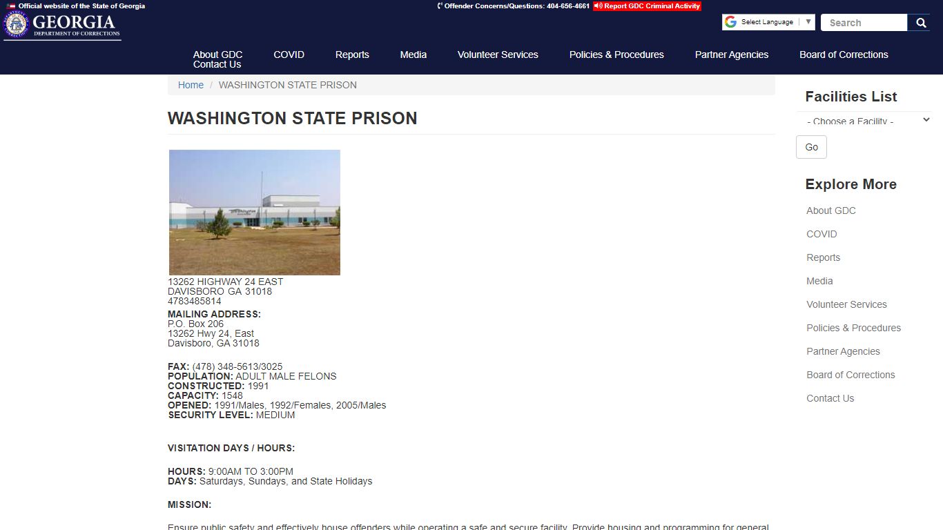 WASHINGTON STATE PRISON | GDC